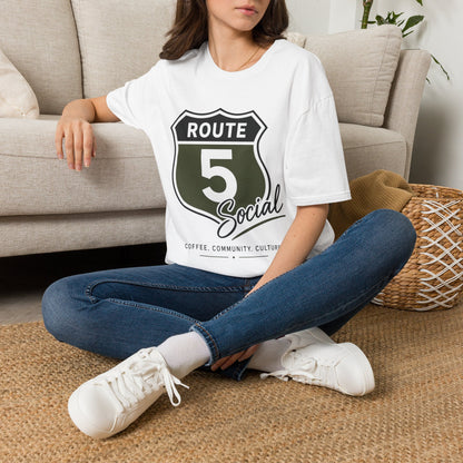 Route 5 Social T‑Shirt — Retro Highway Shield Graphic