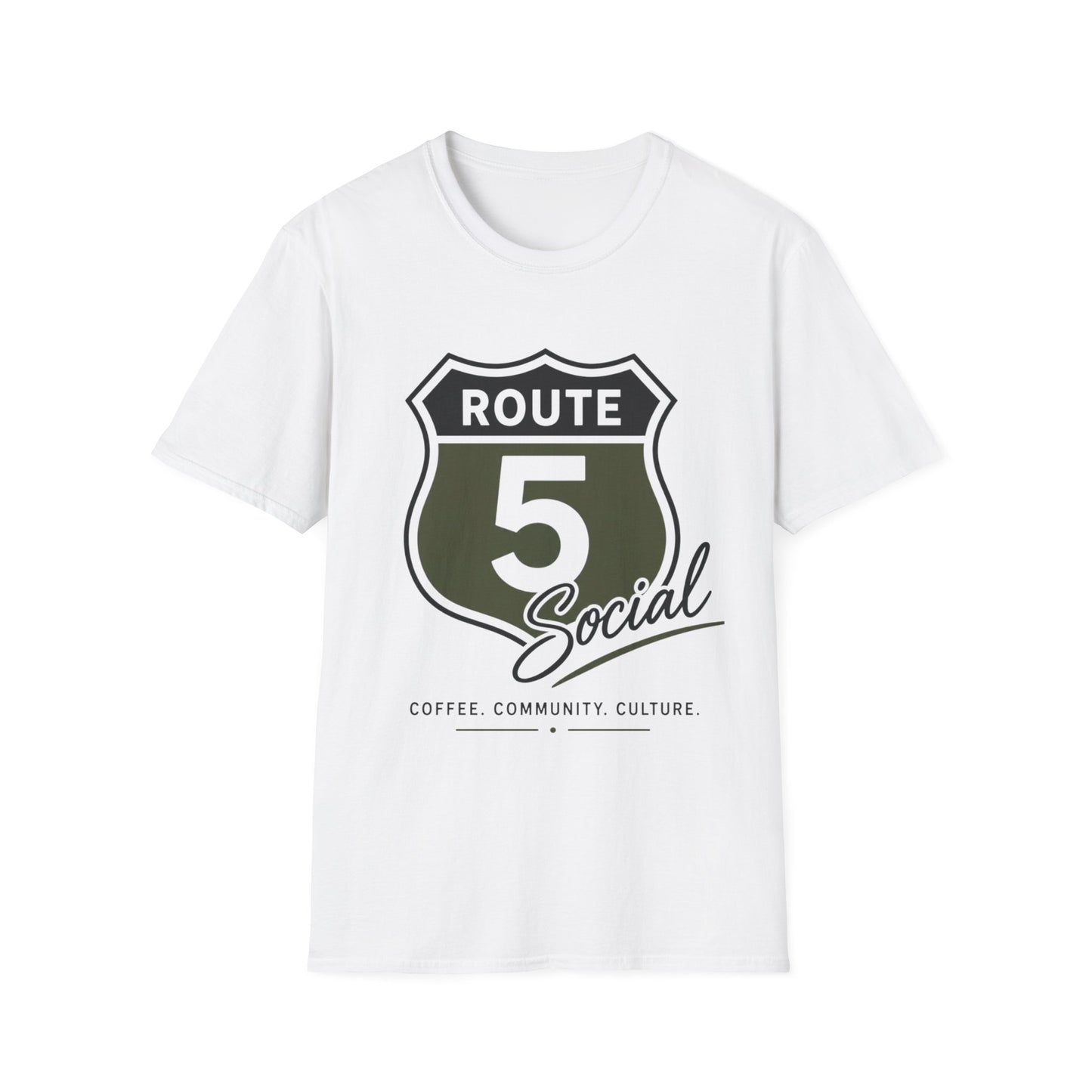 Route 5 Social T‑Shirt — Retro Highway Shield Graphic